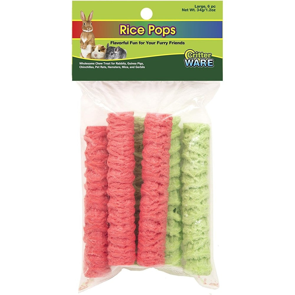 Ware Manufacturing Critter Rice Pops Small Animal Chew Treats Large Size Six Count for Rabbits and Hamsters