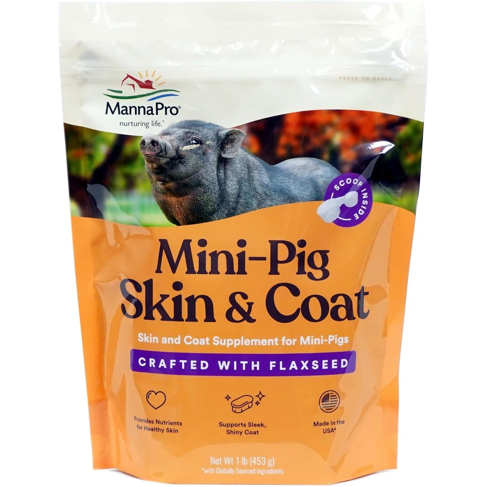 Manna Pro Mini Pig Skin And Coat Supplement Powder For Healthy Skin And Shiny Coat One Pound