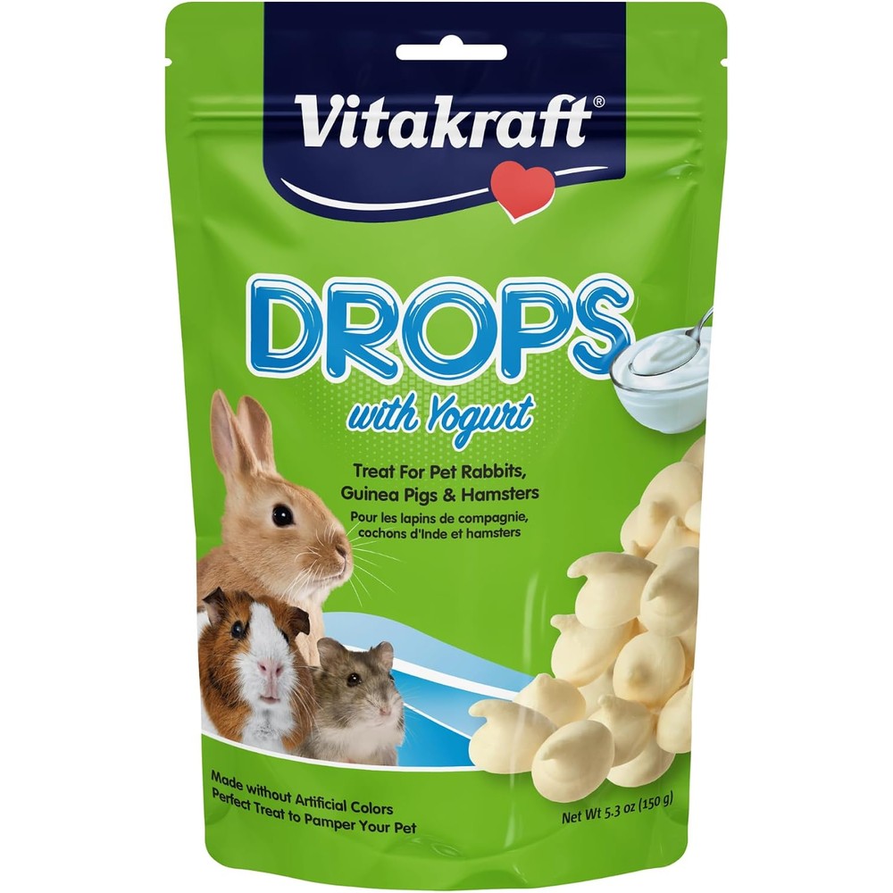 Vitakraft Drops Yogurt Flavor Treats For Rabbits Guinea Pigs And Hamsters Vanilla Flavor 5.3 Ounce Bag