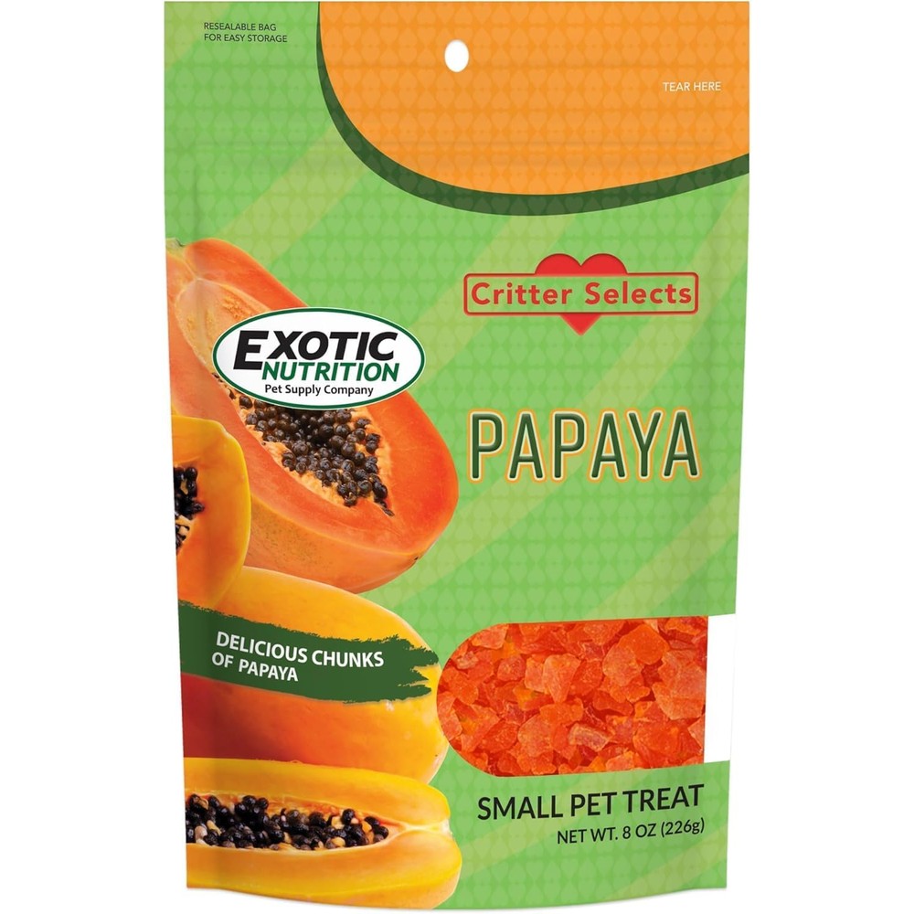Exotic Nutrition Papaya Treat Healthy Natural Dried Fruit Snack For Small Pets And Birds 8 Ounce