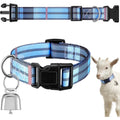 Yeyeplum Bohemia Blue Stripes Goat Collar With Grazing Nickel Copper Bell Adjustable Nylon Livestock Neck Strap For Sheep Lambs And Cows One Count