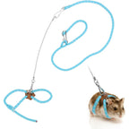 Hypeety Syrian Hamster Adjustable Training Lead Leash Soft Nylon Harness With Tracking Bell For Small Pets Gerbil Rat Squirrel Blue