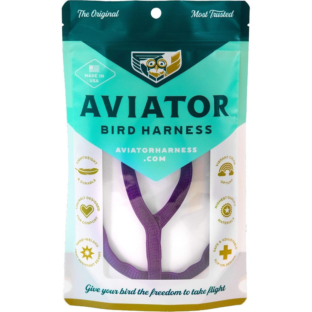 The Aviator Pet Bird Harness And Leash For Medium Birds Escape Proof Elastic Flight Training Suit Purple Color