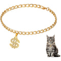 Prdgohv Gold Chain Pet Collar With Diamond Crystal Dollar Sign Pendant For Dogs And Cats Size Small