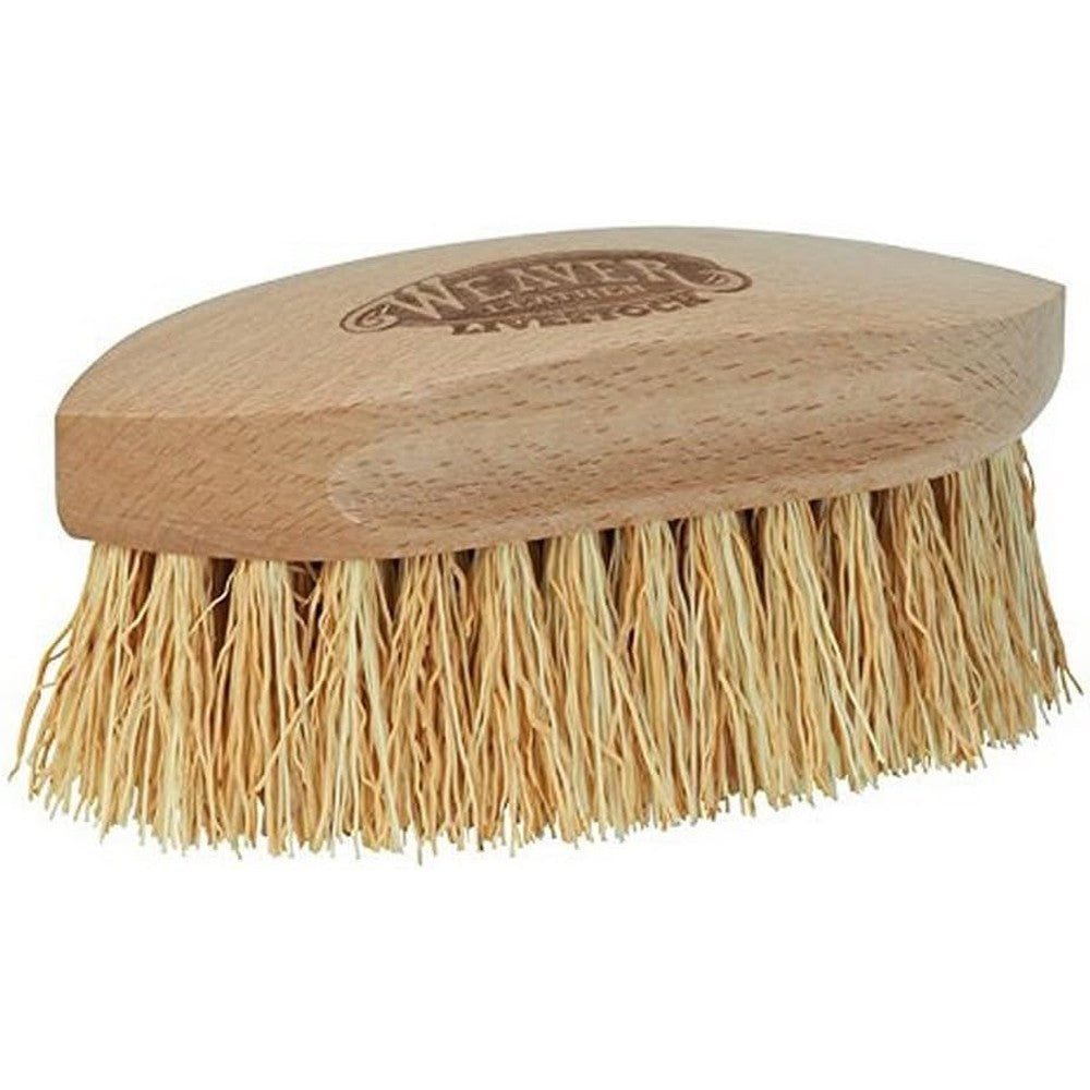 Weaver Livestock Rice Root Brush front view showcasing wood handle and natural bristles