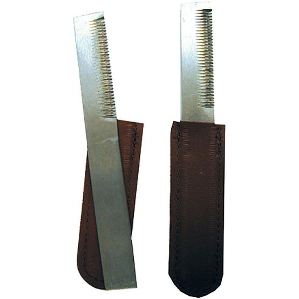 Intrepid International Stripping Comb Stainless Steel Mane And Tail Grooming Tool With Protective Leather Case Handle