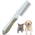 ROPO 2 in 1 Pet Grooming Comb with Long and Short Stainless Steel Metal Teeth and Ergonomic Non Slip Handle for Dogs and Cats