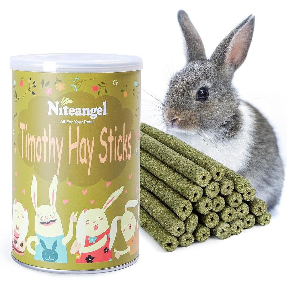 Niteangel Natural Timothy Hay Sticks Molar Rod For Rabbits And Guinea Pigs Twenty Pieces