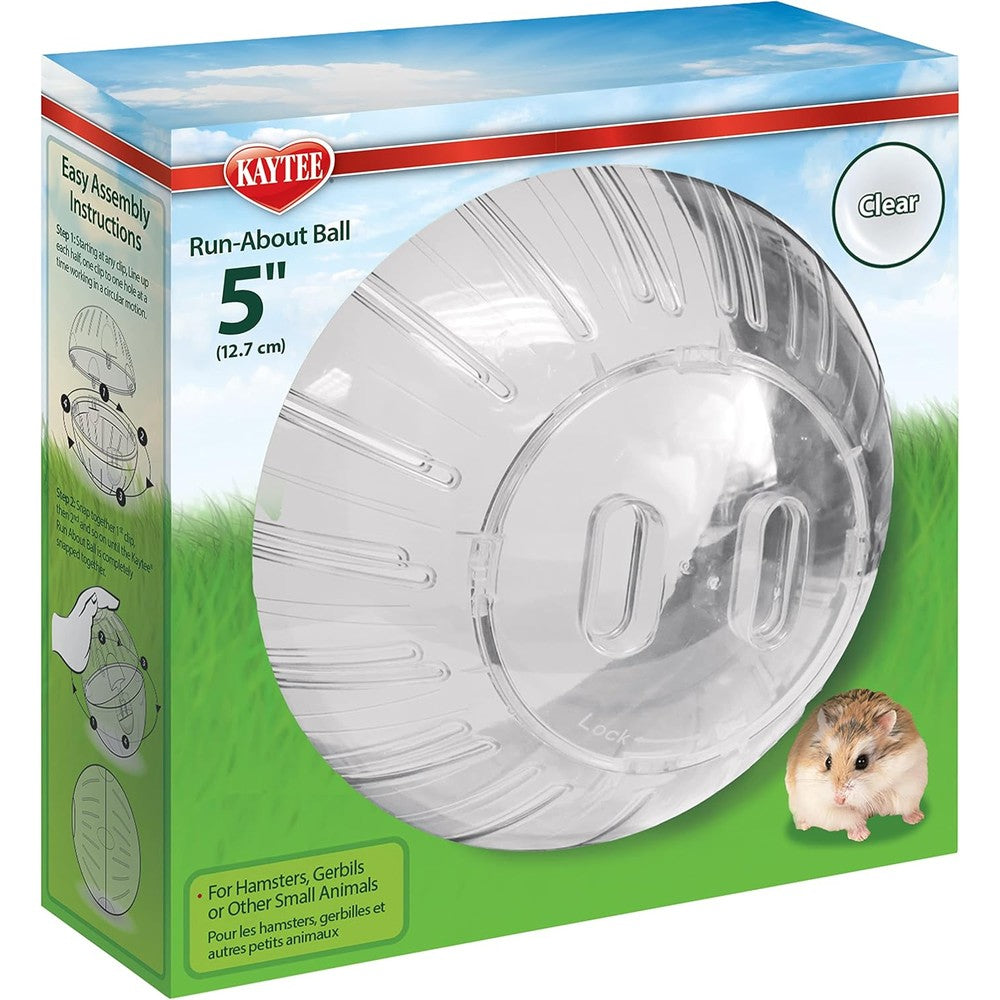 Kaytee Run About Mini Five Inch Clear Exercise Ball For Pet Dwarf Hamsters And Mice
