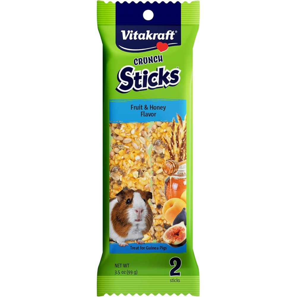 Vitakraft Guinea Pig Fruit And Honey Treat Sticks Two Pack 3.5 Ounces Enriched Snack With Wooden Chew Core