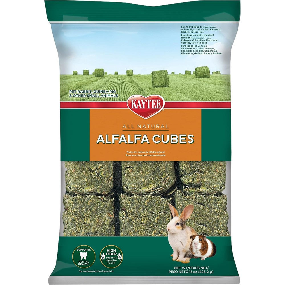 Kaytee Alfalfa Cubes For Rabbits Guinea Pigs And Other Small Animals Sun Cured High Protein Fiber Food Blocks 15 Ounce