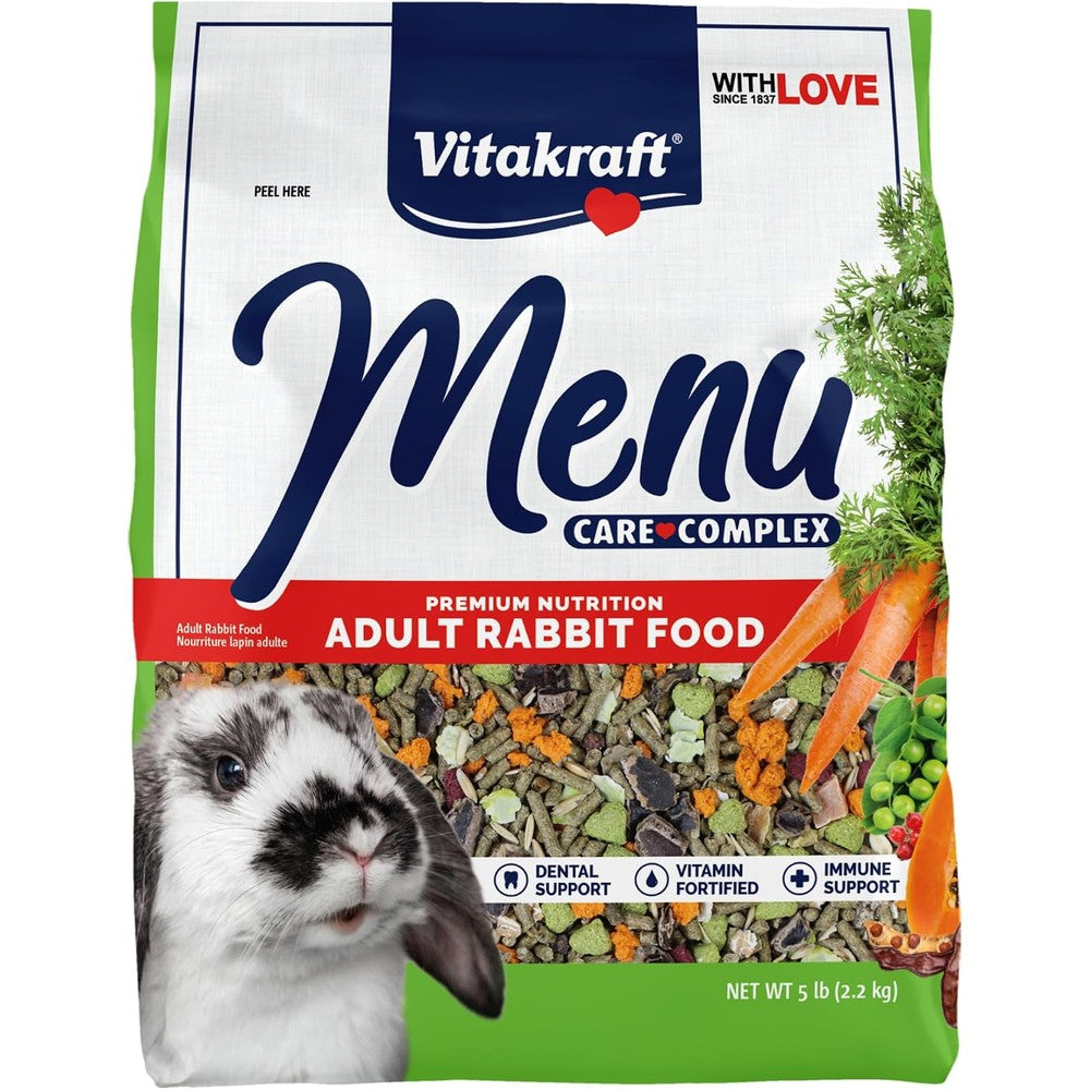 Vitakraft Menu Premium Rabbit Food Alfalfa Pellets Blend Vitamin And Mineral Fortified Formula For Adult Rabbits 5 Pound Bag