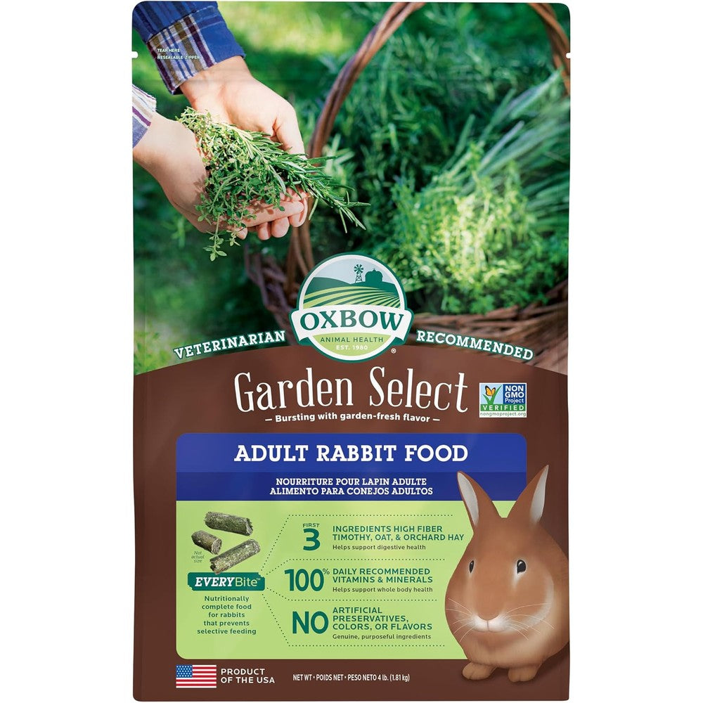 Oxbow Garden Select Adult Rabbit Food Premium Timothy Hay Based Pellets Made In The USA 4 Pound Bag
