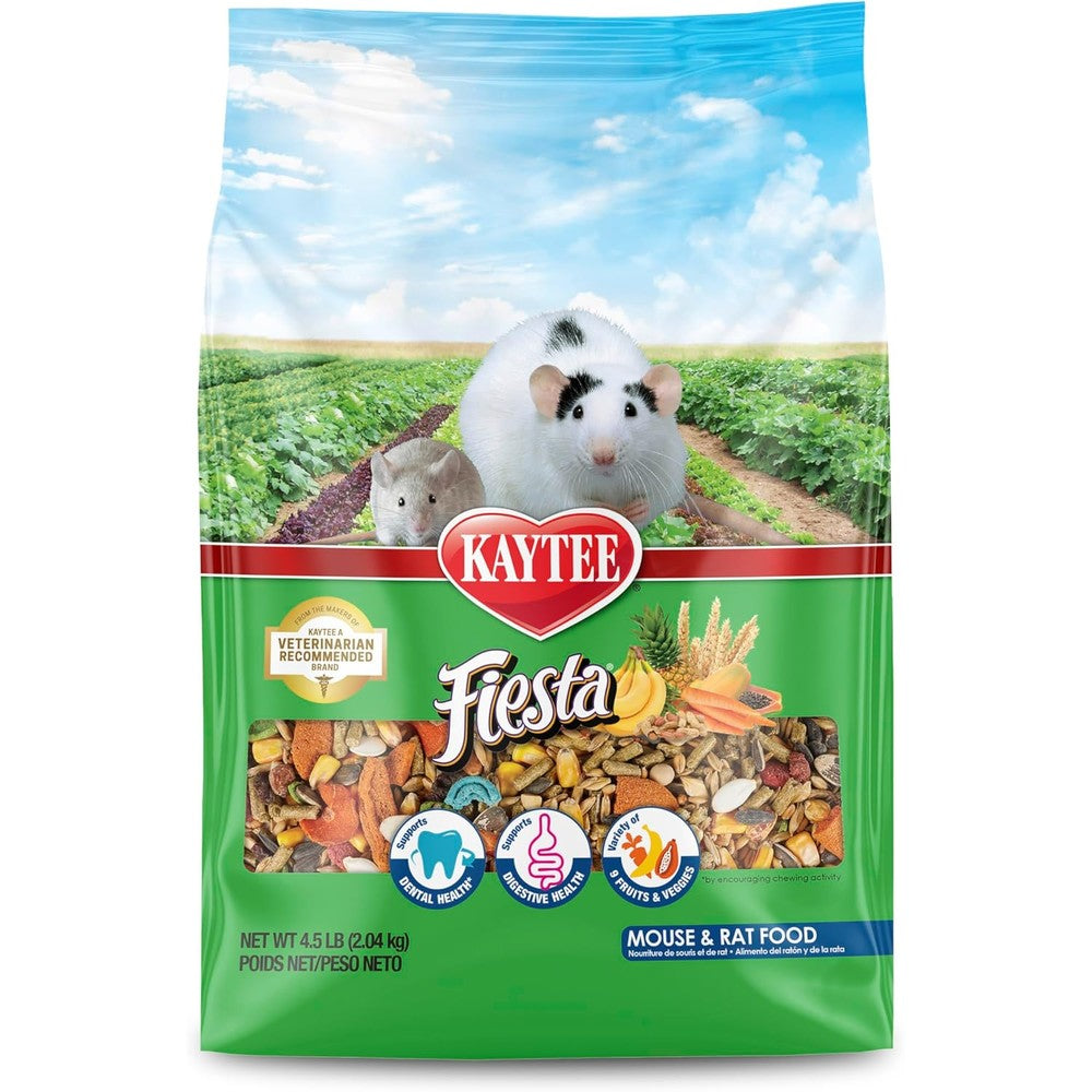 Kaytee Fiesta Mouse And Rat Food Gourmet Variety Nutrient Fortified Blend For Dental Health And Digestive Support 4.5 Pounds