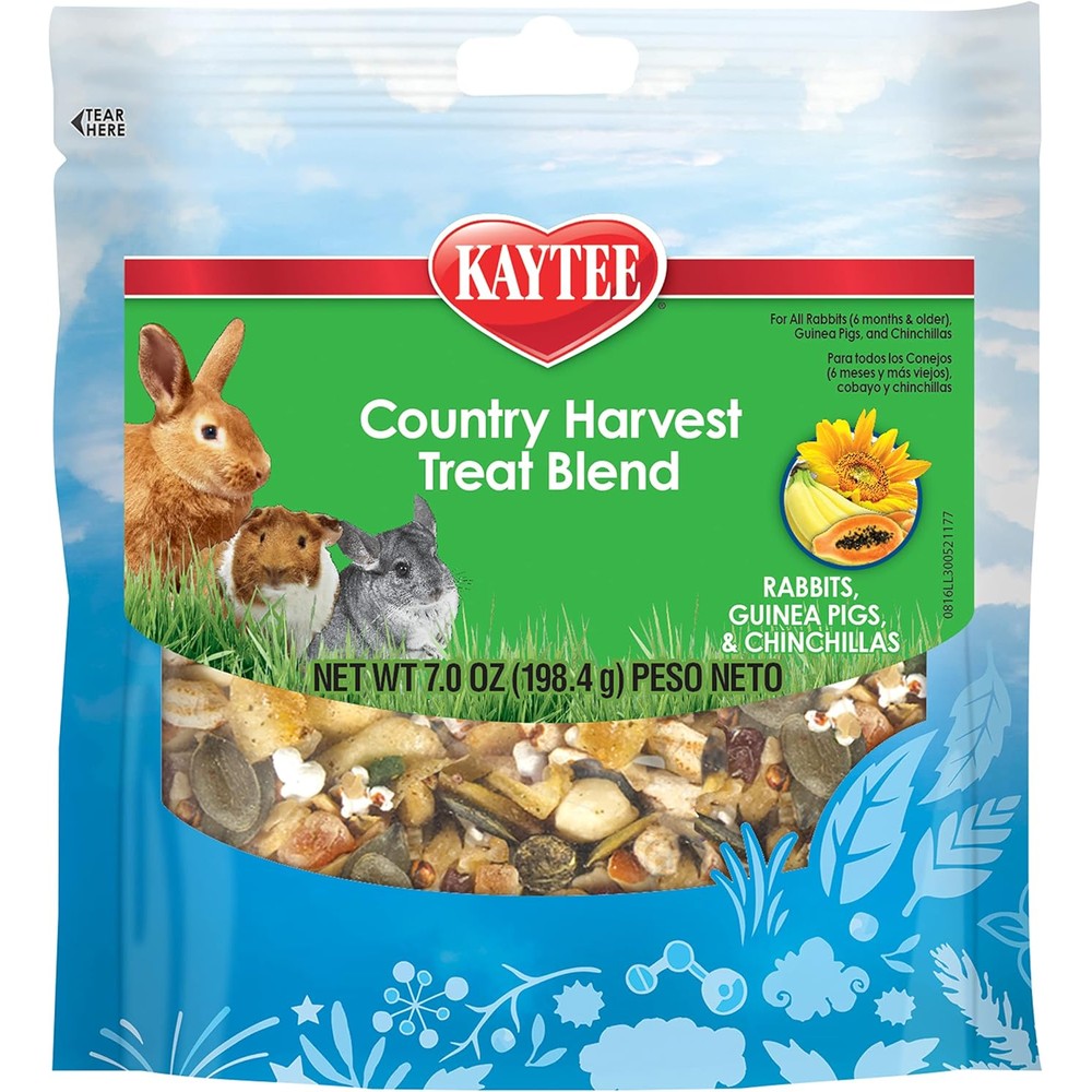 Kaytee Country Harvest Forage Style Small Animal Treat Blend For Pet Rabbits Guinea Pigs And Chinchillas 7 Ounce Pouch
