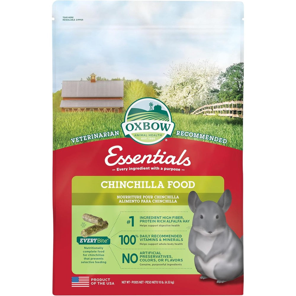 Oxbow Essentials Chinchilla Deluxe Daily Vitamin And Mineral Rich High Fiber Pet Pellets 10 Pound Bag