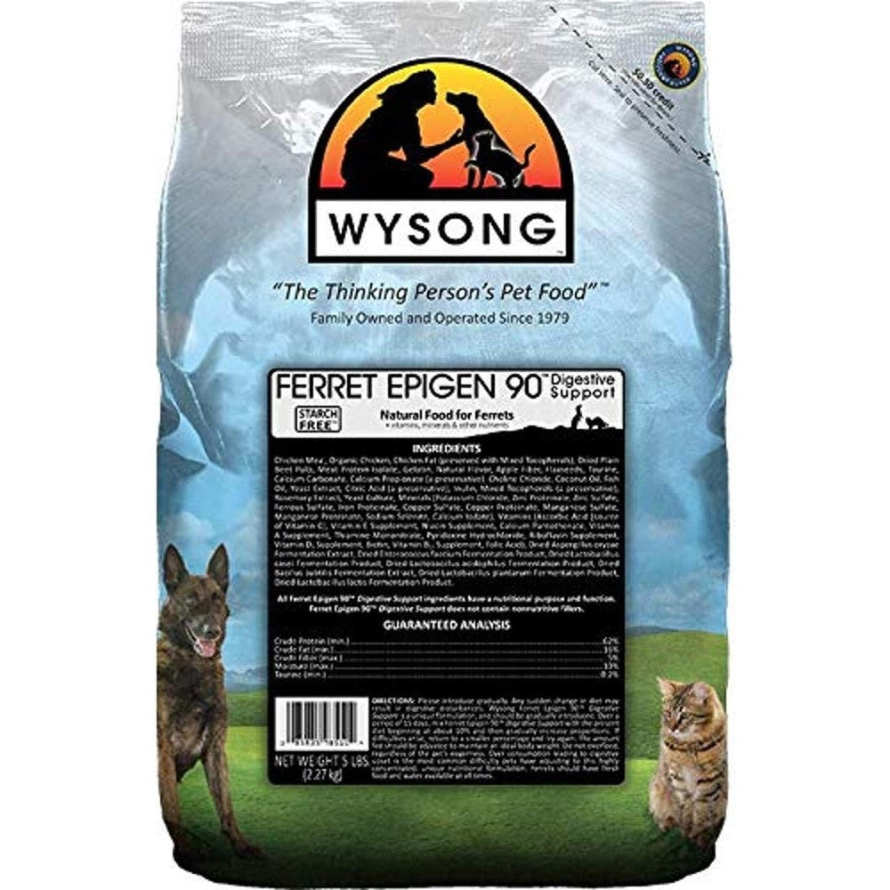 Wysong Ferret Epigen 90 Digestive Support Starch Free Dry Ferret Food Chicken Flavor 5 Pound Bag