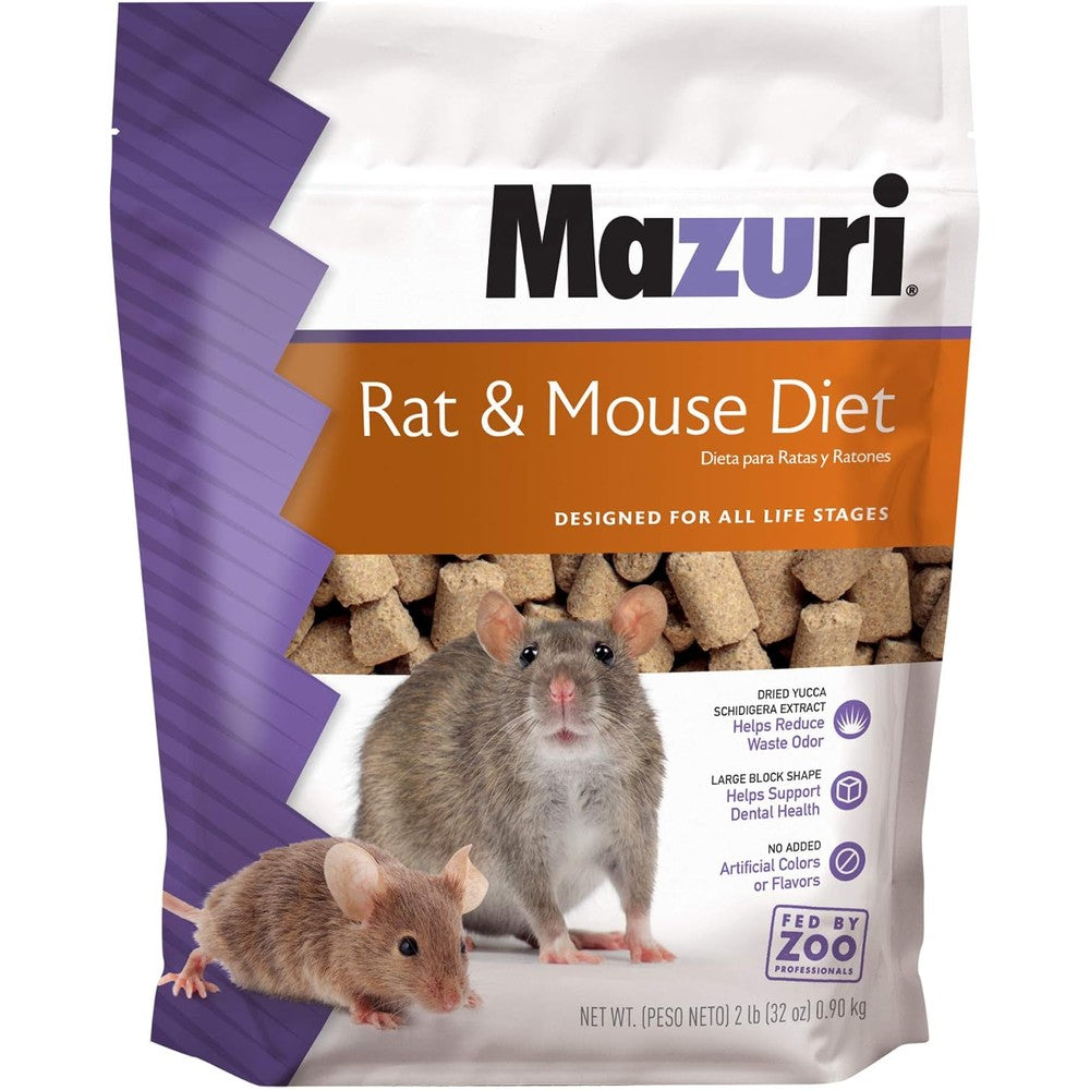 Mazuri Pet Rat And Mouse Food Nutritionally Complete Vegetarian Rodent Pellet Blocks 2 Pound Bag