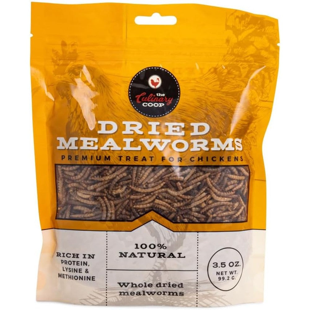 Fluker's Culinary Coop Premium Chicken Treats Dried Mealworms High Protein All Natural Nutritious Snack For Poultry And Reptiles 3.5 Ounce
