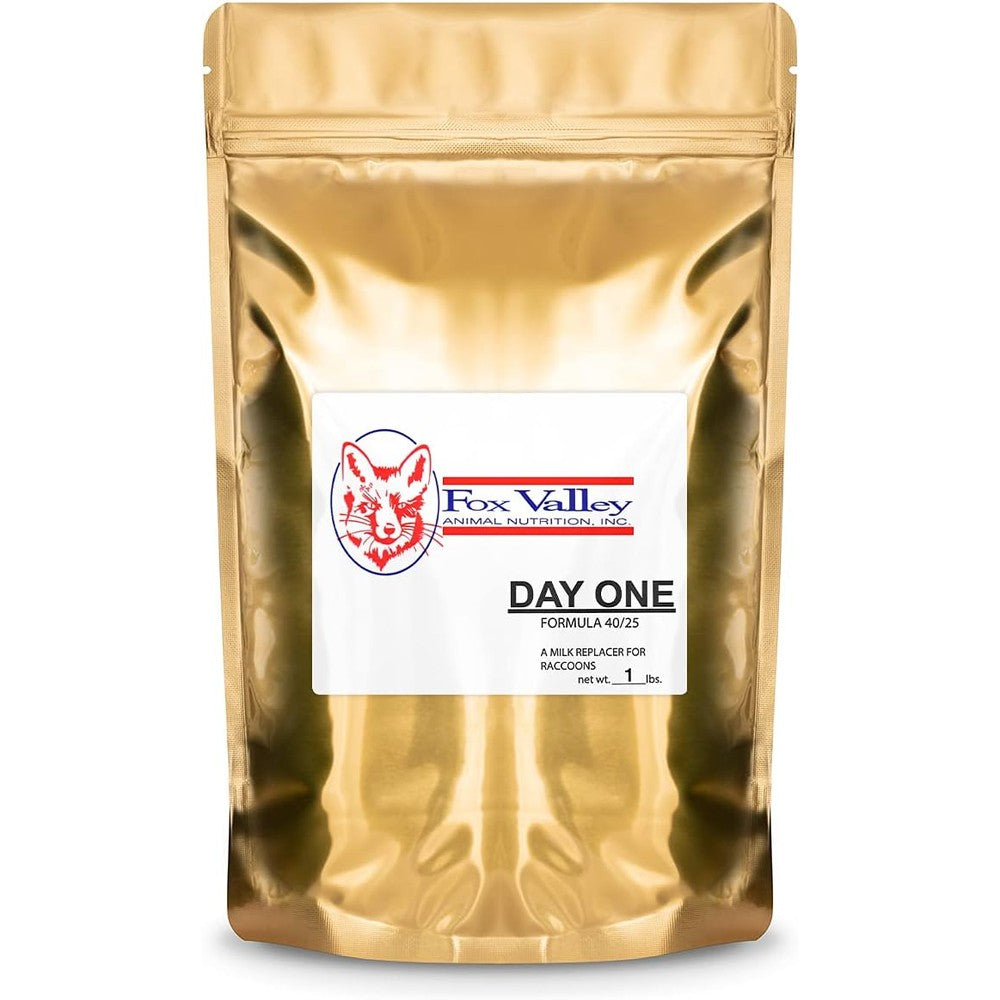 Fox Valley Day-One Formula 40/25 raccoon milk replacer front view package