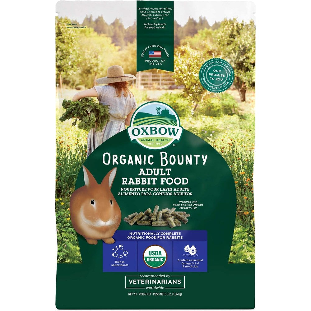 Oxbow Animal Health Organic Bounty Adult Rabbit Food Premium All Natural Meadow Grass Hay Pellets 3 Pound