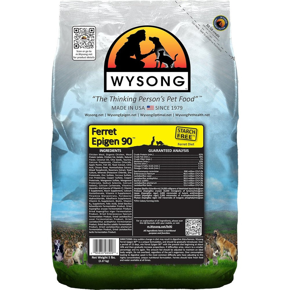 Wysong Ferret Epigen 90 Starch Free High Protein Dry Natural Food For Ferrets 5 Pound Bag