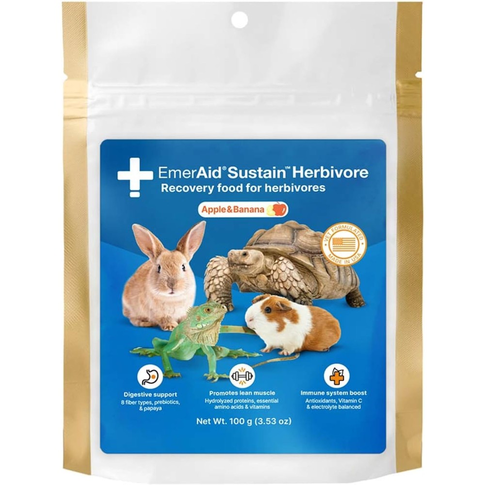 EMERAID Sustain Herbivore Nutritionally Complete Recovery Food Apple And Banana Flavor For Small Pets And Reptiles 100 Grams