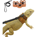 SEZDEKI 3 Pack Bearded Dragon Harness and Leash Set Adjustable Soft Leather Lizard Walking Rope Vest for Reptiles Small Animals Brown