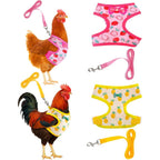 Prasacco Adjustable Chicken Harness And Leash Set Comfortable Elastic Hen Vest With Strawberry And Pineapple Print For Small Pets Medium Size 2 Count