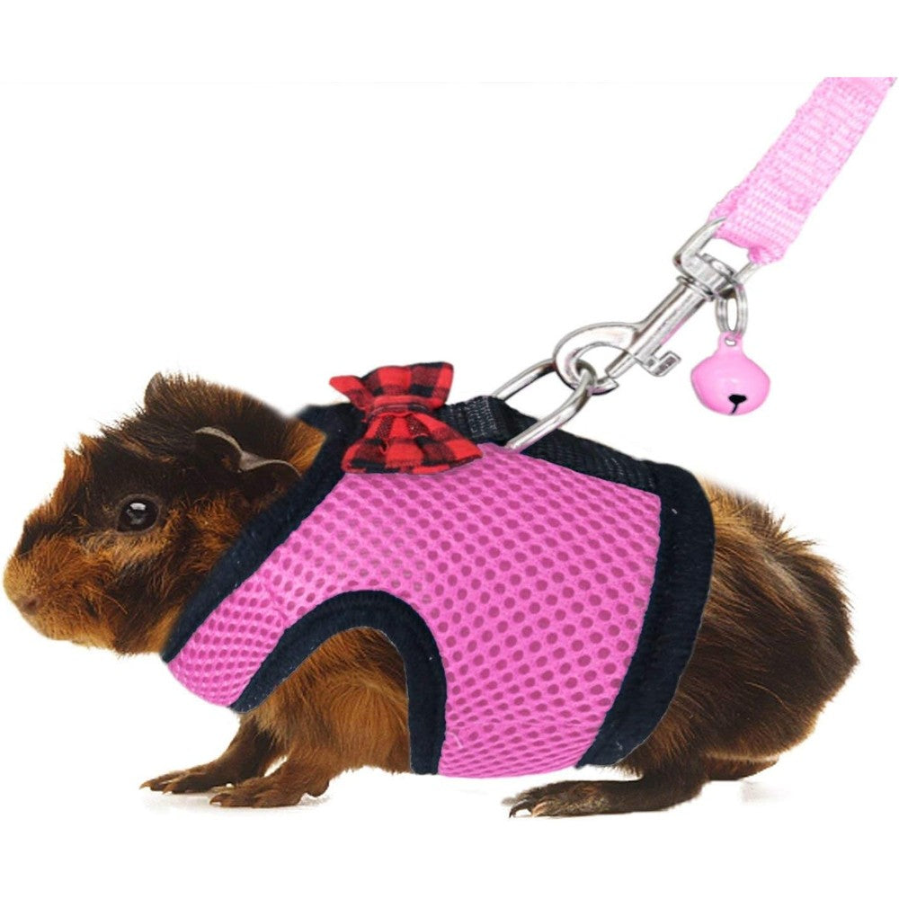 Rypet Small Animal Harness And Leash Soft Mesh Ferret Vest Pink Size Small