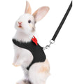 PSPORT Rabbit Harness And Leash Set Soft Breathable Mesh Bunny Vest Harness With Cute Bow For Kittens And Small Pets Walking Black Small