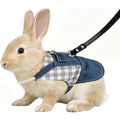 FurryShell Escape Proof Rabbit Harness And Leash Set Adjustable Breathable Pure Cotton Bunny Vest With Leather Leash Grid Gray Medium
