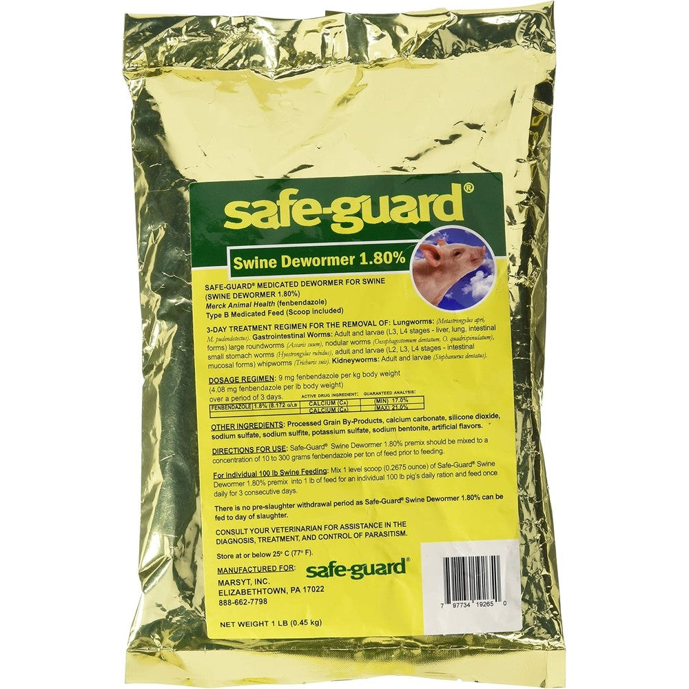 Merck Animal Health Safe-Guard 1.8 Percent Swine Scoop Medicated Dewormer Powder For Pigs 1 Pound