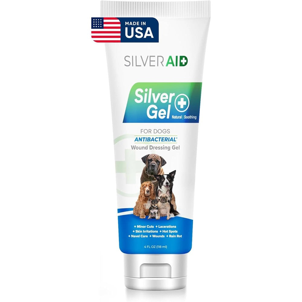 SilverAid Hot Spot Treatment Gel For Dogs Colloidal Silver Wound Care For Cuts Bites Rashes Skin Irritations And Ulcers Four Ounces