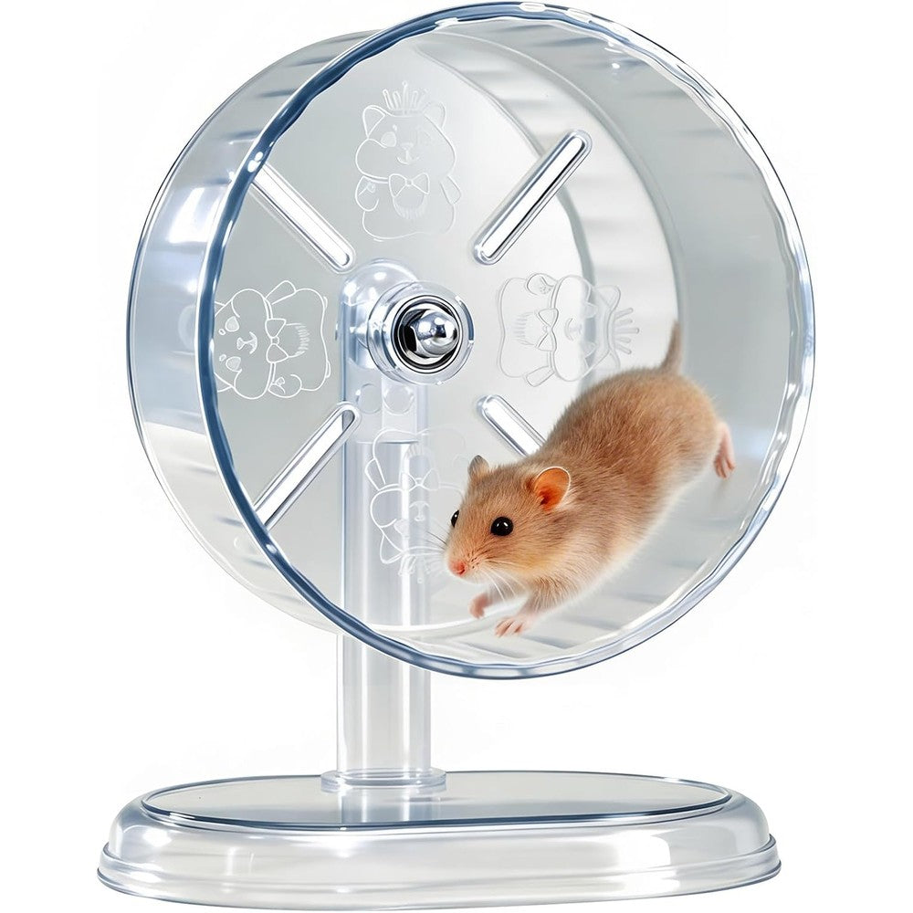 PetCzardom Super Silent Hamster Exercise Wheel Quiet Running Wheel With Adjustable Height Stand For Gerbils And Small Pets Transparent 7 Inch