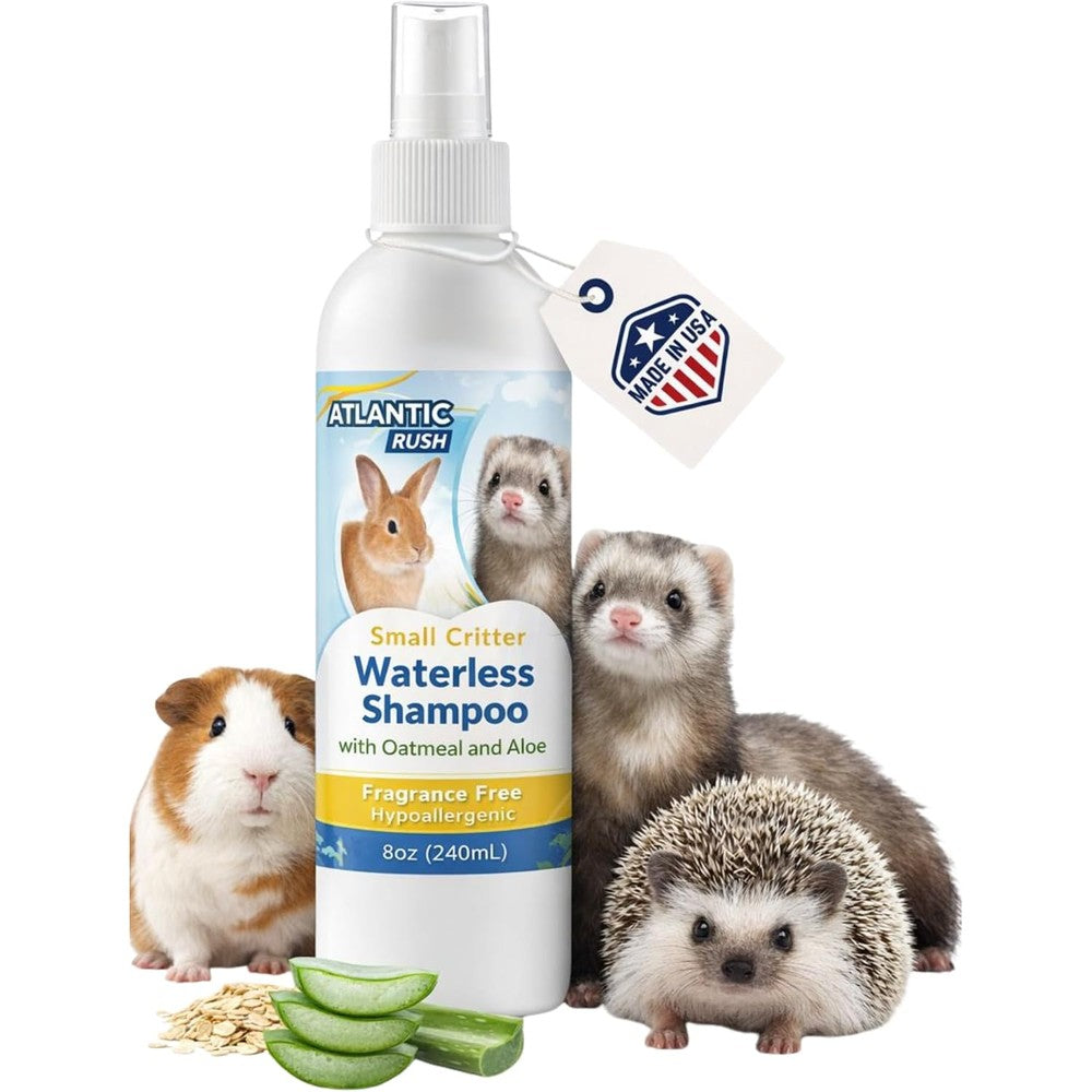 Atlantic Rush waterless small critter shampoo front view bottle