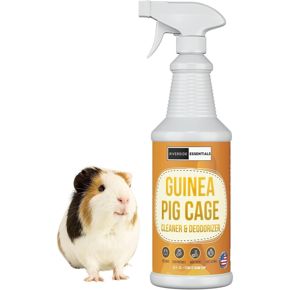 Riverside Essentials Guinea Pig Cage Cleaner And Deodorizer Spray Non Toxic Small Animal Odor Eliminator Thirty Two Ounce
