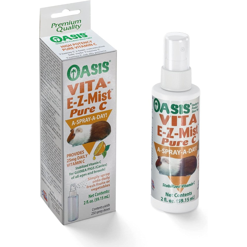 Oasis Guinea Pig Pure C Vita E-Z Mist Supplement High Potency Stabilized Vitamin C Spray For Daily Health And Scurvy Prevention Two Ounces