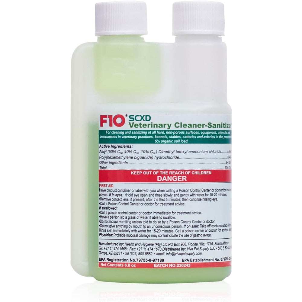 F10 SCXD Concentrated All Purpose Disinfectant Cleaner With Soap For Cages Kennels And Terrariums Two Hundred Milliliter