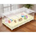VISCOO 20 Panels Guinea Pig Cages, 48" x 24" x 16" DIY Small Animal Playpen with Transparent Top & Waterproof Mat, Enclosed Rabbit Cage for Bunny, Guinea Pigs, Hamsters, Metal Wire Yard Fence