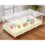 VISCOO 20 Panels Guinea Pig Cages, 48" x 24" x 16" DIY Small Animal Playpen with Transparent Top & Waterproof Mat, Enclosed Rabbit Cage for Bunny, Guinea Pigs, Hamsters, Metal Wire Yard Fence