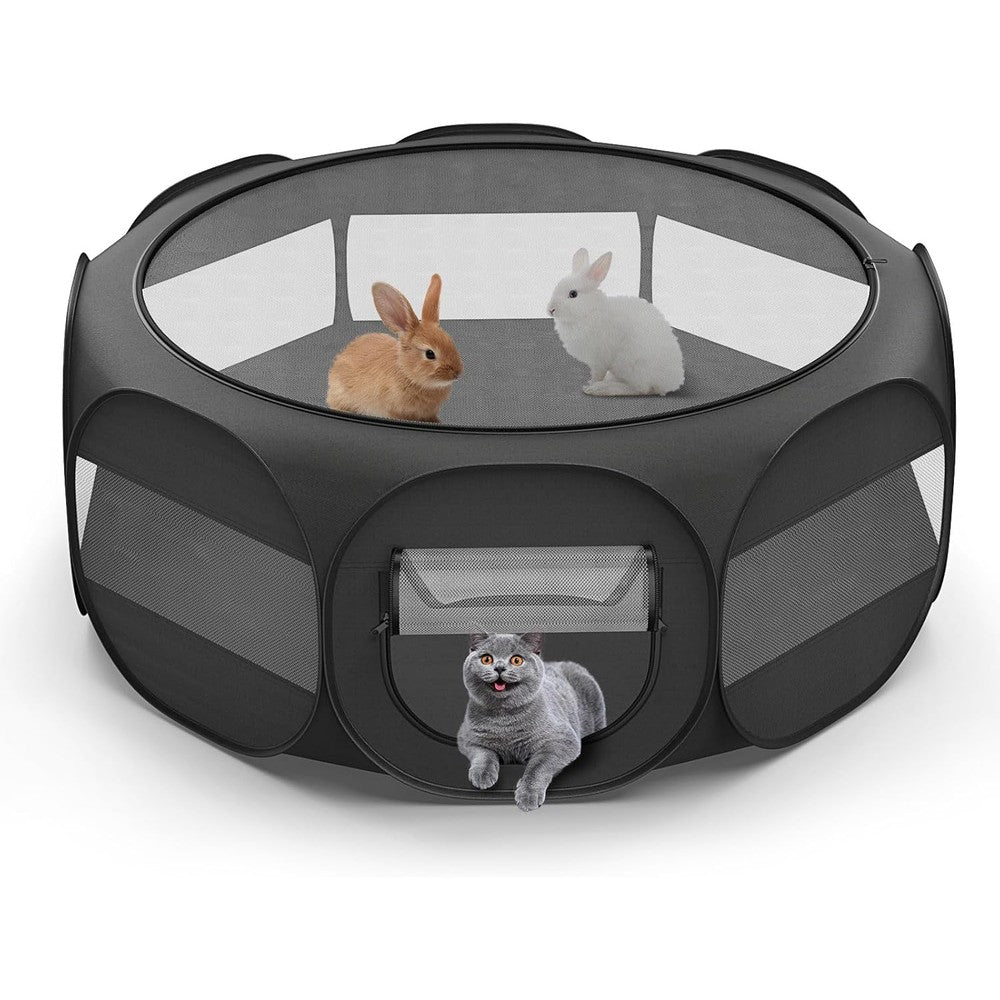 VavoPaw Small Animal Playpen, Chicken Brooder Box with Cover Top, Portable Outdoor Exercise Pet Cage Tent, Waterproof Breathable Pet playpen Indoor for Chick Ktiien Bunny Hamster Guinea Pig, Black