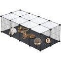 PETKNOWS 21 Panels Small Animal Playpen, Guinea Pig Cages with Doors and Waterproof Mat Pet Playpen for Rabbits Guinea Pigs Hamsters, Chicken Hedgehogs Indoor Outdoor Portable Metal Wire Yard Fence