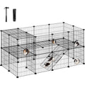 SONGMICS 36 Panels Pet Playpen, Small Animal Playpen, Rabbit Guinea Pig Cage, Zip Ties Included, Metal Wire Apartment-Style Two-Story Pet Premium Villa for Bunnies Puppies,Indoor Use, Black ULPI002B01