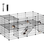 SONGMICS 36 Panels Pet Playpen, Small Animal Playpen, Rabbit Guinea Pig Cage, Zip Ties Included, Metal Wire Apartment-Style Two-Story Pet Premium Villa for Bunnies Puppies,Indoor Use, Black ULPI002B01