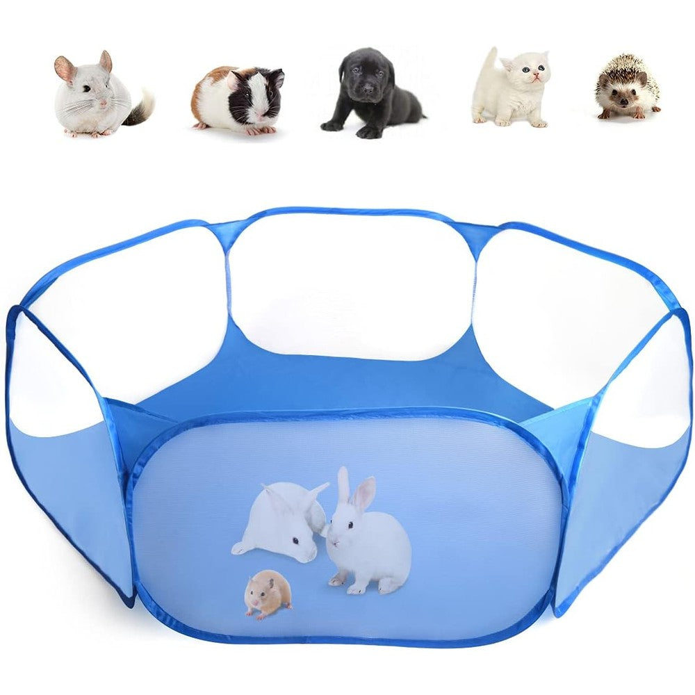 Casifor guinea pig cage front view showing blue mesh playpen design