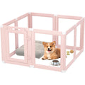 DIY Clear Acrylic Dog Playpen Indoor, Transparent Easy Cleansing Puppy Fence with Suction Cup, Easy-Assemble Indoor Whelping Crate for Small Puppies (23.6" H, 8PCS), Pink
