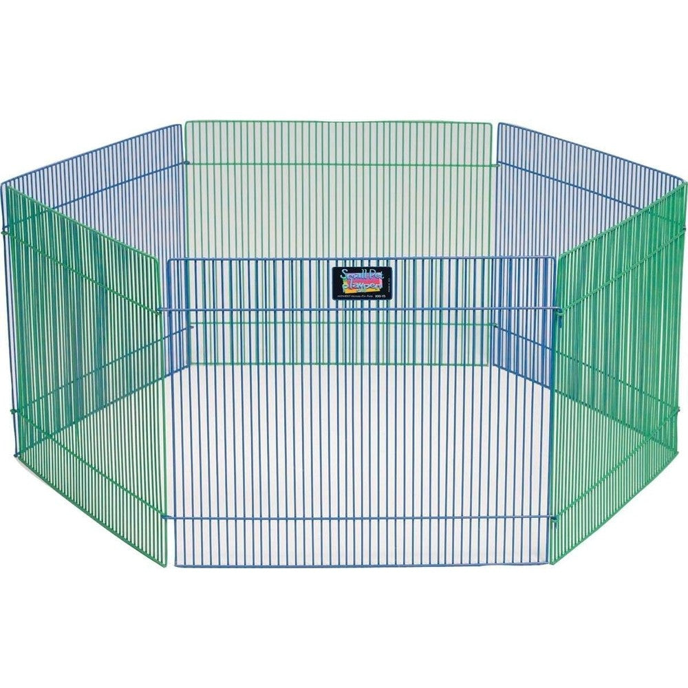 MidWest Homes for Pets Small Animal Pet Playpen Exercise Pen Blue And Green 1 Count Small Animal Exercise Enclosure