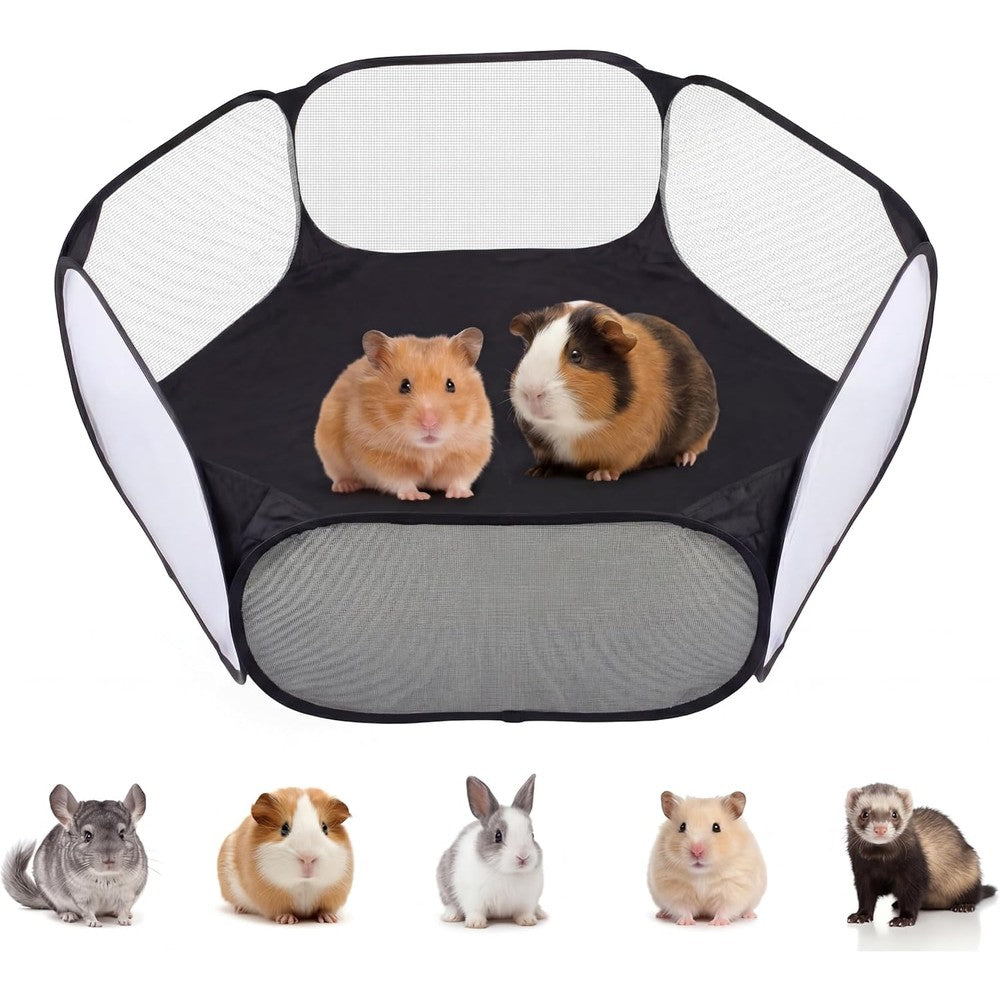 Small Animals Playpen, Portable Pop-up Open Interactive Pet Tent, Indoor Outdoor Fence for Rabbits, Guinea Pig, Hamster, Chinchillas, Kittens, Puppies