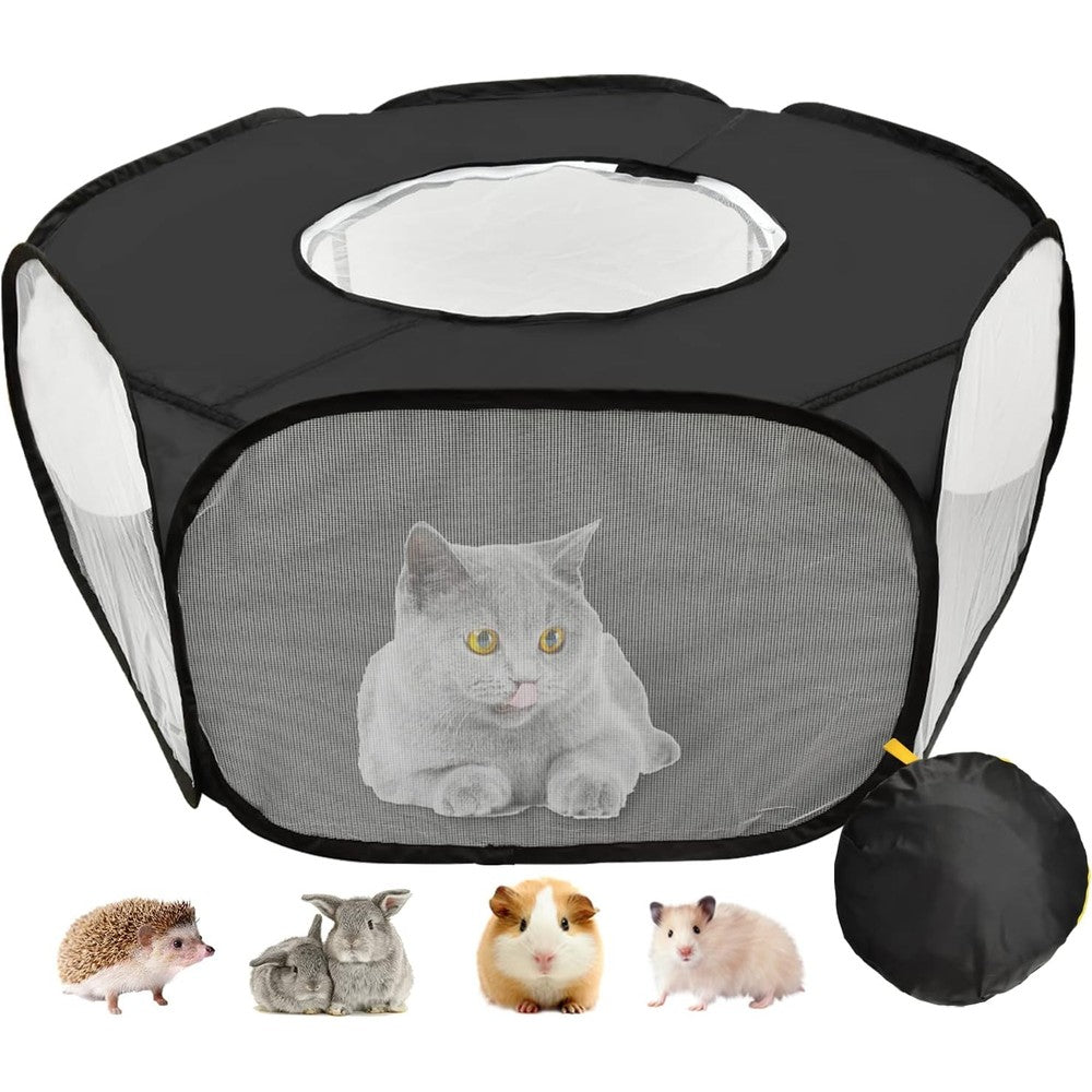 JIMEJV guinea pig playpen front view with zippered cover